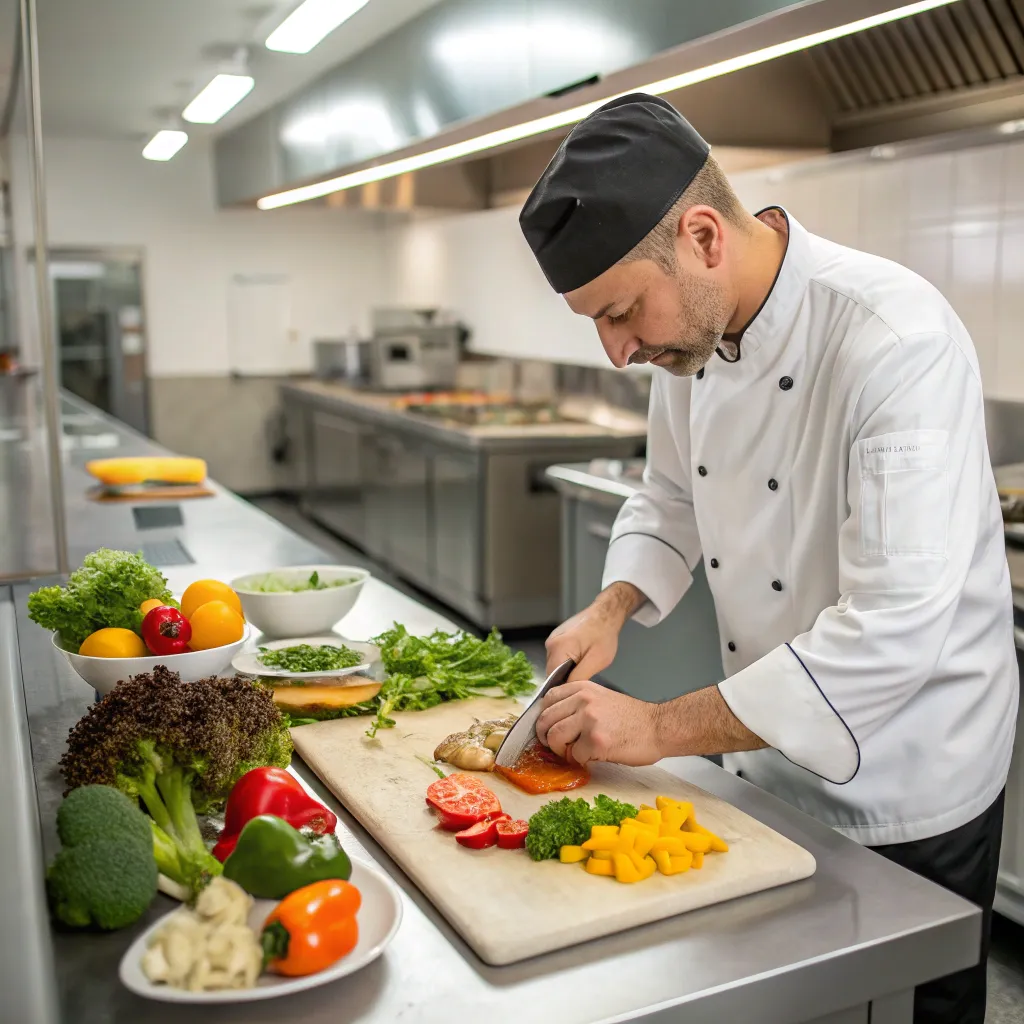 Chef preparing healthy meal